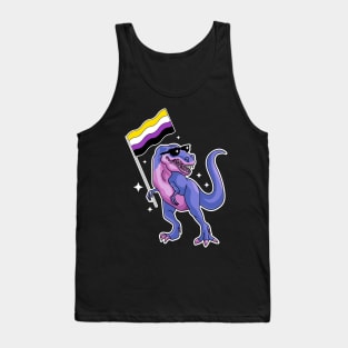 Non Binary Dinosaur Non Bino Saur Dinosaur Trex LGBTQ Pride Tank Top